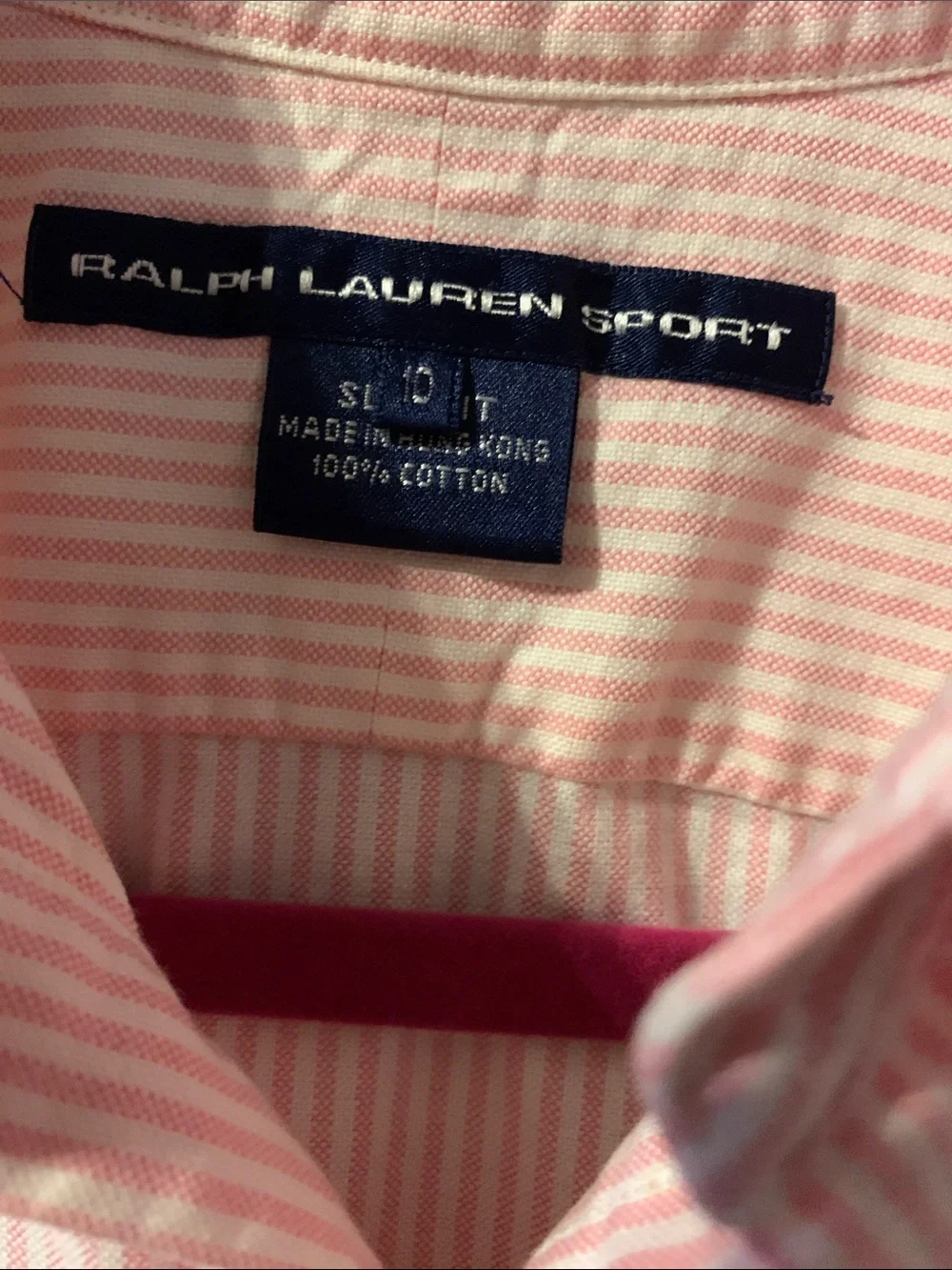 Ralph Lauren sport Youth Button-Down Shirt Size 10 Like NEW Pink & White Stripes